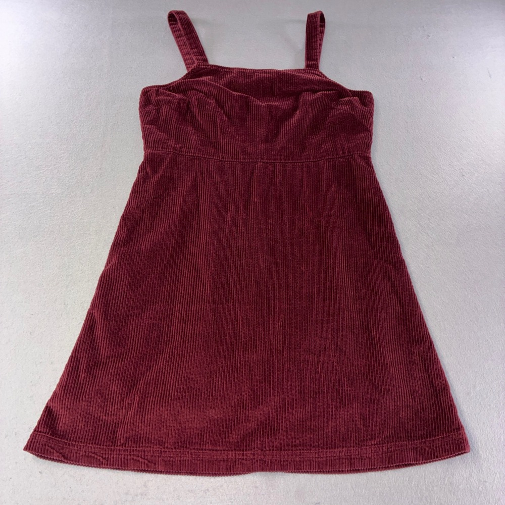 American Eagle Corduroy Mini Dress Womens Small Burgundy Red Sleeveless Pinafore